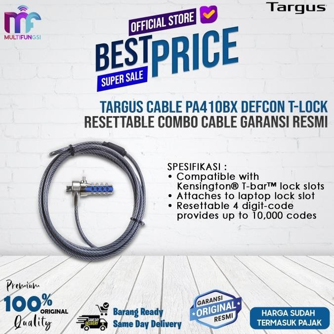 

Targus Cable PA410BX Defcon T-Lock Resettable Combo Cable Garansi Resmi