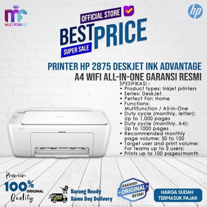 

Printer HP 2875 (Pengganti HP 2775) DeskJet A4 WiFi All-in-One