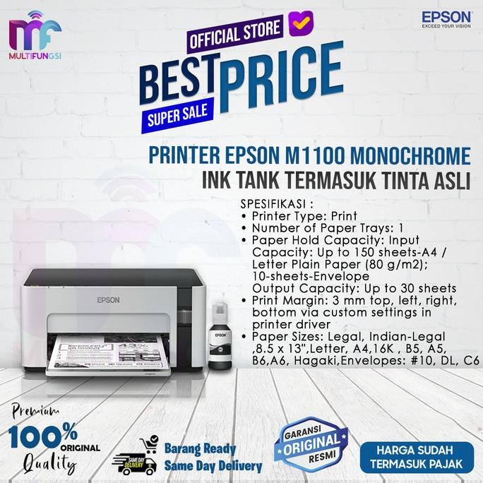 

Printer Epson M1100 Monochrome Ink Tank Garansi Resmi