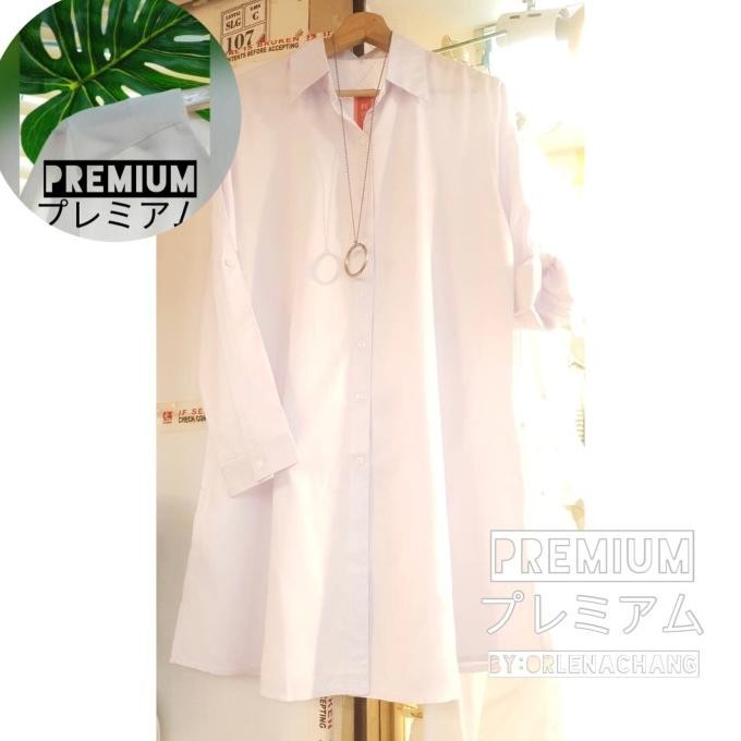 Baru PremiumTunik KemejaPutihWanitaHalusRayon Twill Highgrade A