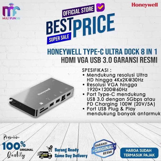 

Honeywell Type-C Ultra Dock 8 in 1 HDMI VGA USB 3.0 Garansi Resmi