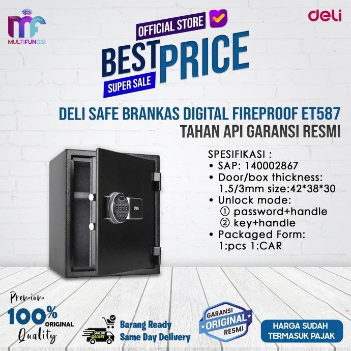 

Deli Safe Brankas Digital Fireproof ET587 / Tahan Api Garansi Resmi