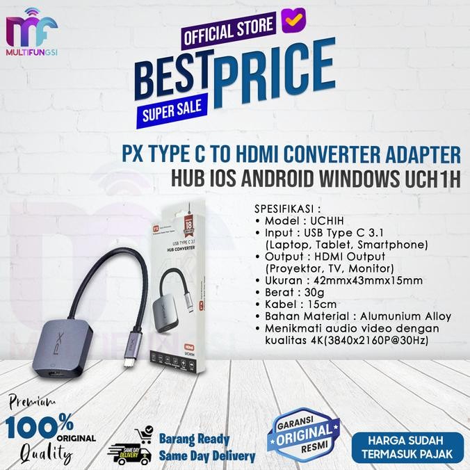 

PX Type C to HDMI Converter Adapter Hub iOS Android Windows UCH1H