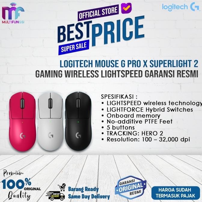 

Logitech Mouse G Pro X Superlight 2 Gaming Wireless Lightspeed Garansi Resmi