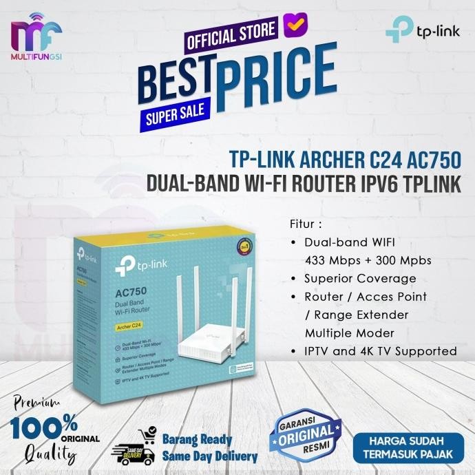 

TP-LINK Archer C24 AC750 Dual-Band Wi-Fi Router IPv6 TPLINK