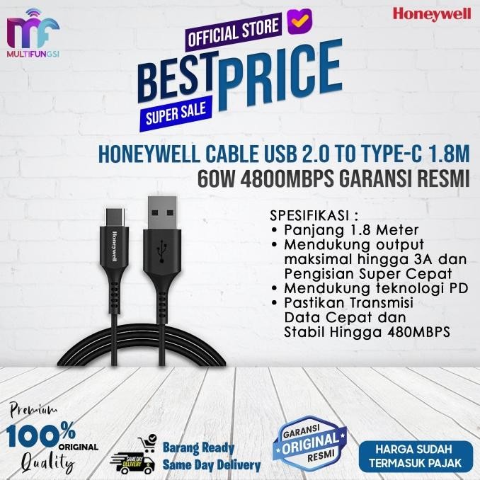 

Honeywell Cable USB 2.0 To Type-C 1.8m 60w 4800Mbps Garansi Resmi