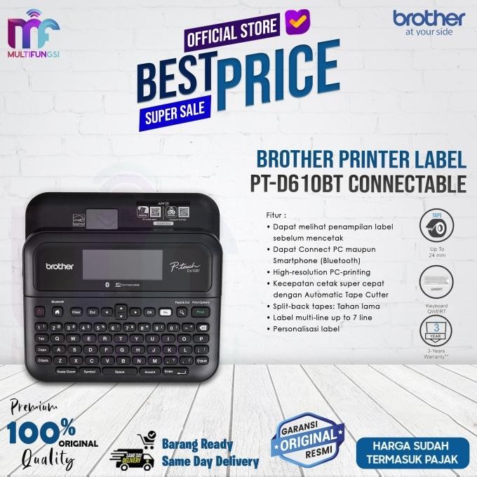 

Brother Printer Label PT-D610BT Connectable Garansi Resmi