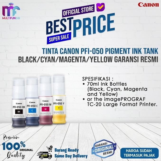 

Tinta Canon PFI-050 Pigment Ink Tank Black/Cyan/Magenta/Yellow Garansi Resmi