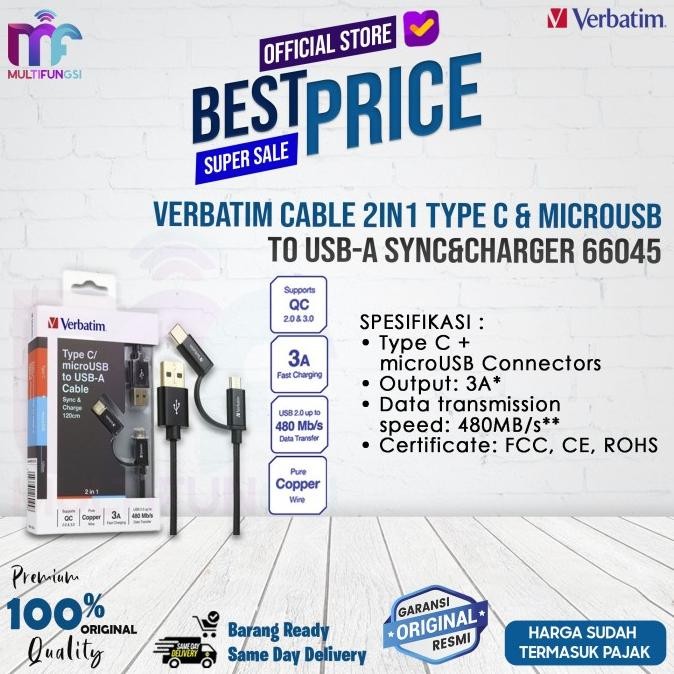 

Verbatim Cable 2in1 Type C & MicroUSB To USB-A Sync&Charger 66045