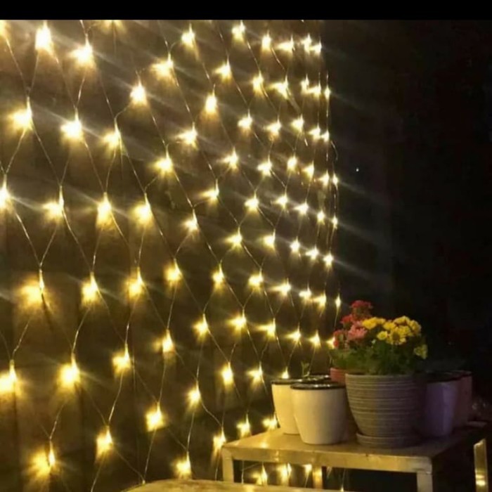 Lampu natal jaring 3x3 meter lampu hias jaring 3m lampu cafe jaring 3m