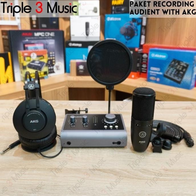 Murah Paket Recording AUDIENT ID14 Studio Bundle with Headphone & Microphone 3musi12