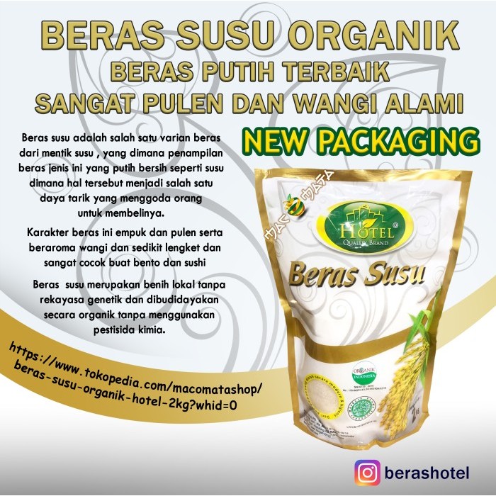 

TERBARU Beras Susu HOTEL Organik 2kg-HOTEL Beras Mentik Susu 2 kg Organik BISA GRAB!