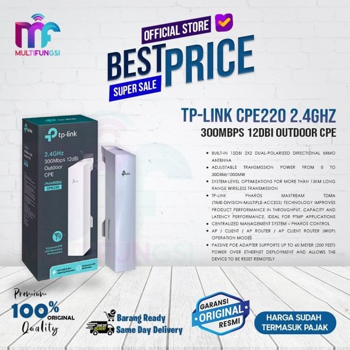 

TP-LINK CPE220 2.4GHz 300Mbps 12dBi Outdoor Router CPE Wireless TPLINK