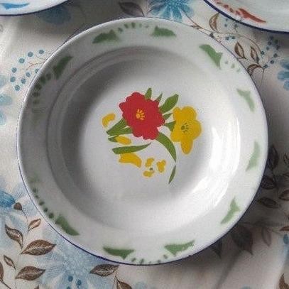 Piring enamel | piring seng Motif Bunga ukuran 20-22 cm Lusinan GS1