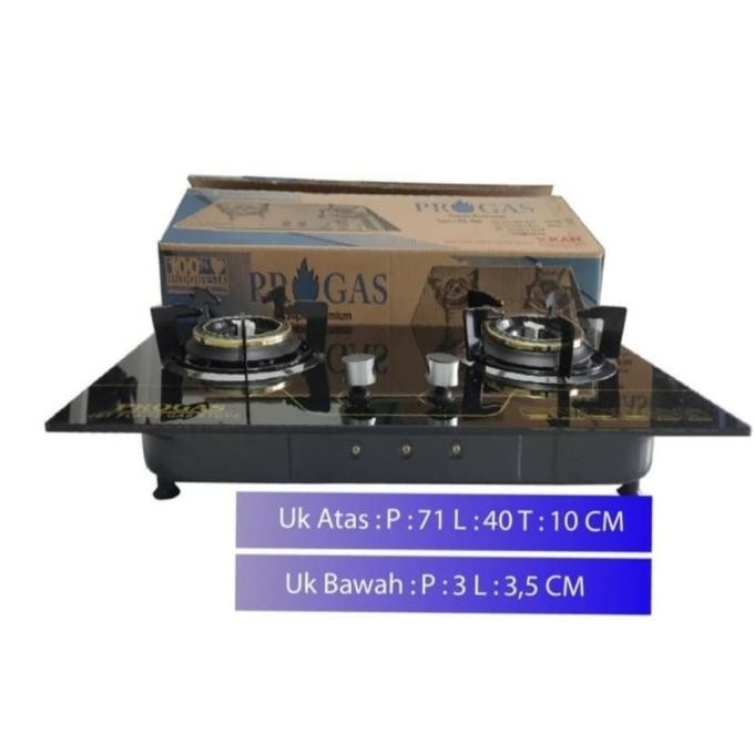 [ Progas ] Kompor Gas Kaca / Tanam Progas 2 Tungku - Full Burner