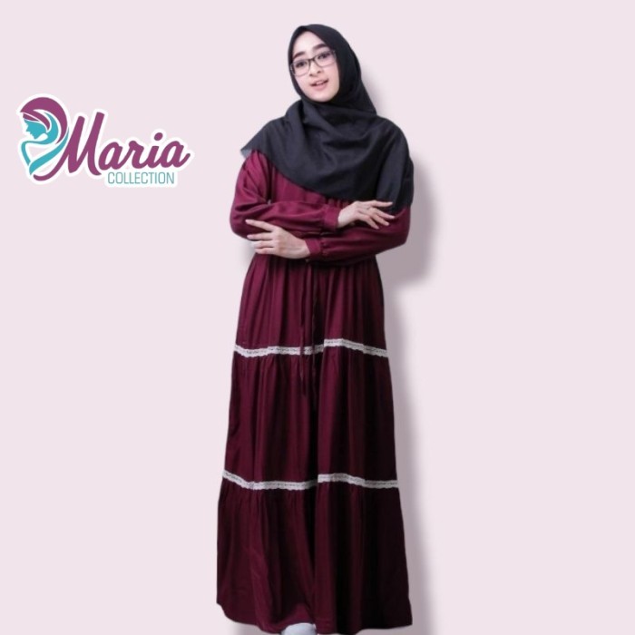 MARIA COLLECTION Elka Dress - Gamis Muslim Wanita Remaja Dewasa Busui - navy