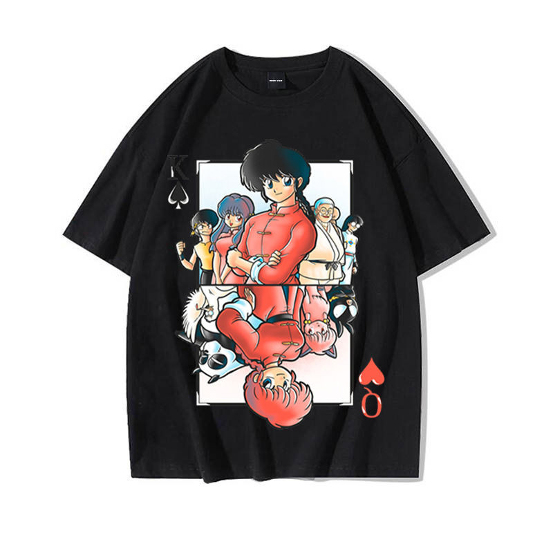 Kaos anime Kartun Kuda Chaos 1/2 Sayotome Chaos Horse Katun Siswa Longgar Lengan Pendek Lengan Pende