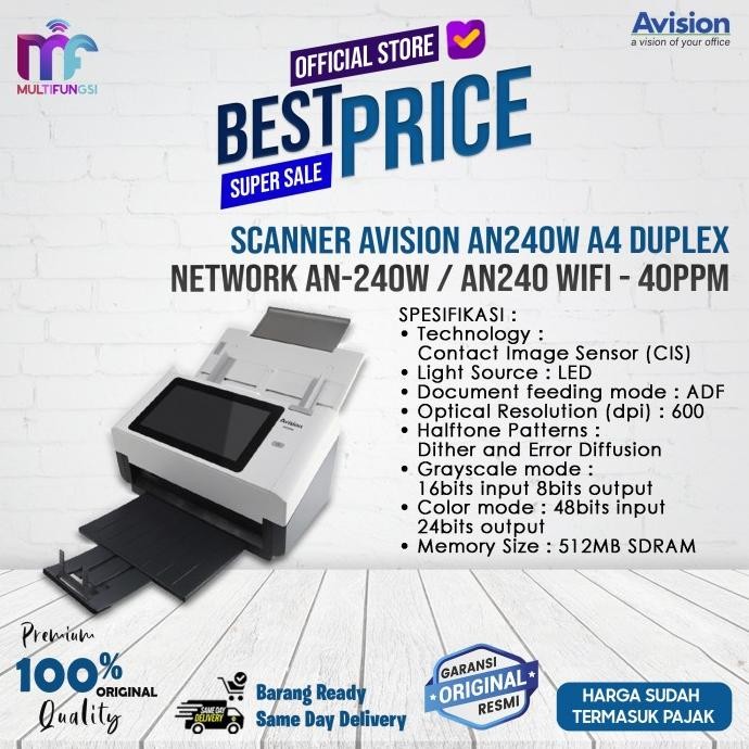 

Scanner Avision AN240W A4 Duplex Network AN-240W / AN240 Wifi - 40ppm