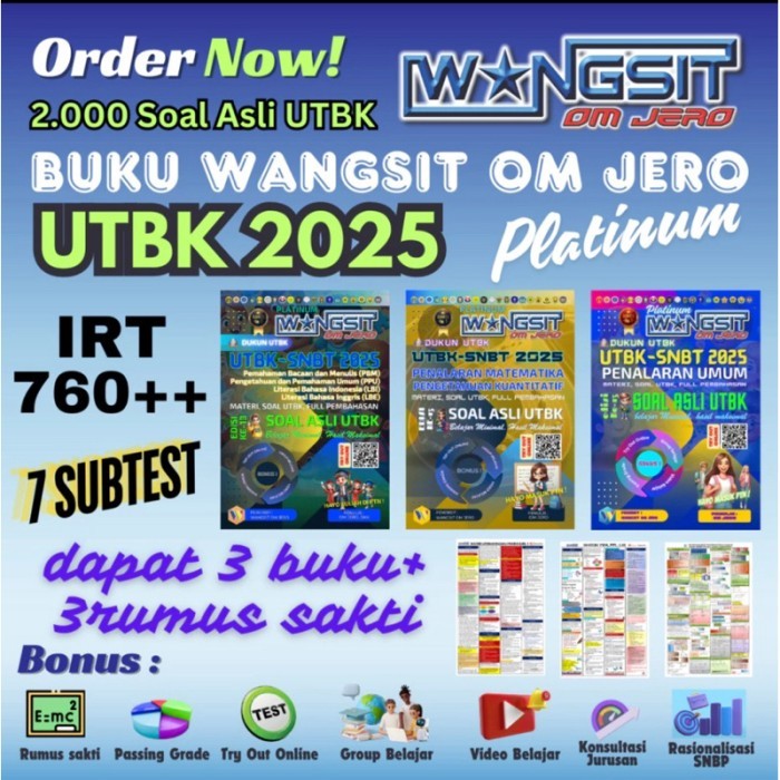 Buku Wangsit Om Jero Sukses Tps 2025 - 100% Original - Paket Sukses Utbk Snbt 2024 + Paket Platinum