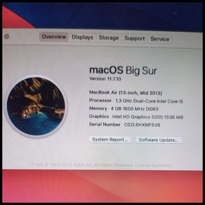MESIN MACBOOK AIR 2013 INTEL CORE I5