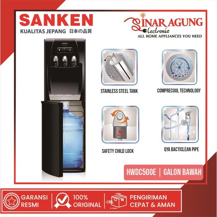 Sanken HWD-C 500 E Dispenser Air Galon Bawah - Hitam