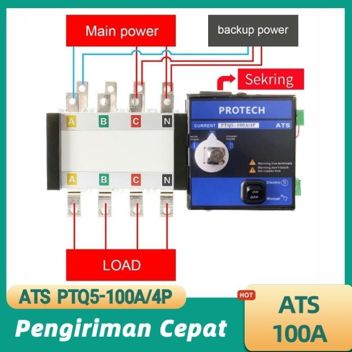 

ATS AUTOMATIC TRANSFER SWITCH PLN GENSET 100A 4P ATS COS Motorized