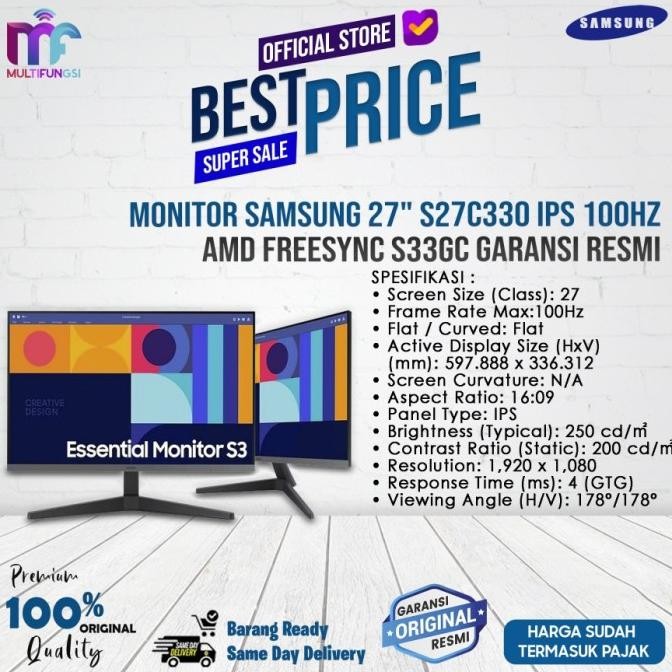 

Monitor Samsung 27" S27C330 IPS 100Hz 4Ms HDMI AMD FreeSync S33GC