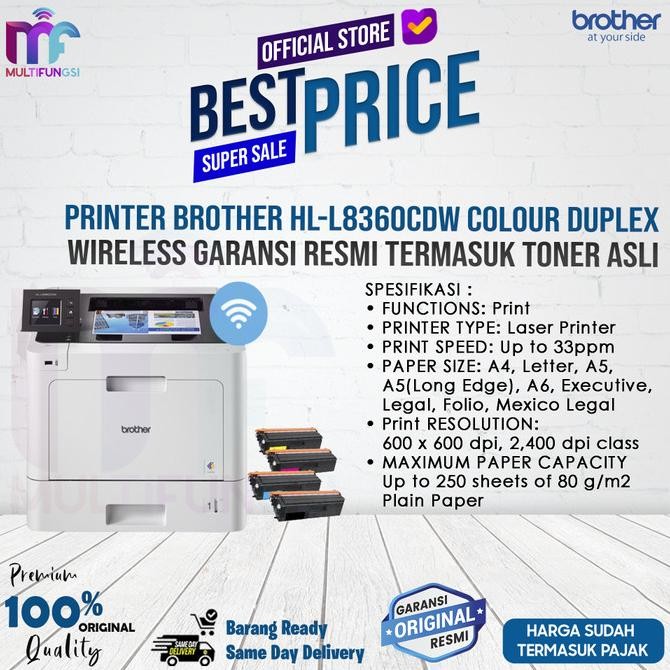 

Printer Brother HL-L8360CDW Colour Duplex Wireless Garansi Resmi 33ppm