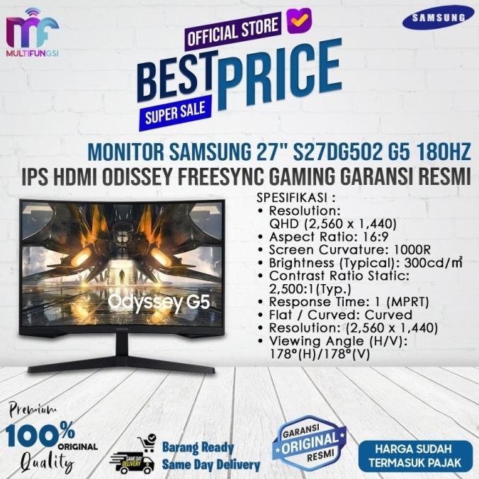 

Monitor Samsung 27" S27DG502 180Hz IPS 1Ms AMD FreeSync Garansi Resmi