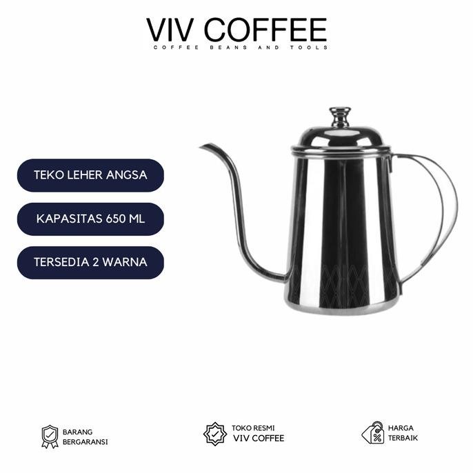 

Teko Leher Angsa Silver 650ml - Gooseneck Coffee Kettle