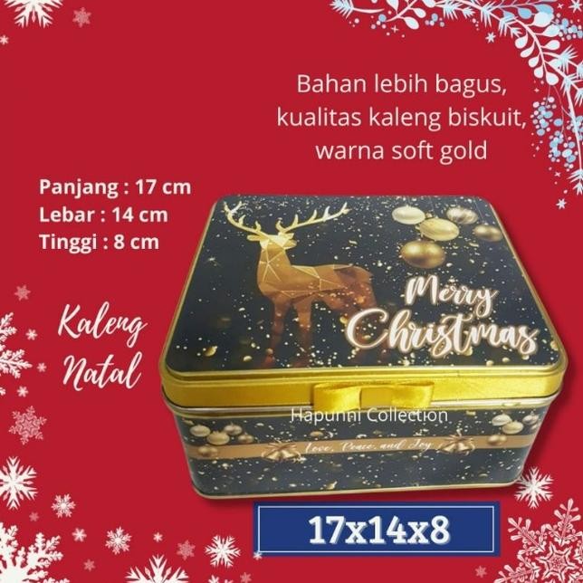 

CR - Kaleng Kotak Natal Merry Christmas Deer Black Box Hampers Kue Kering untuk Toples 17x14x8 cm by Soogan TERLARIS
