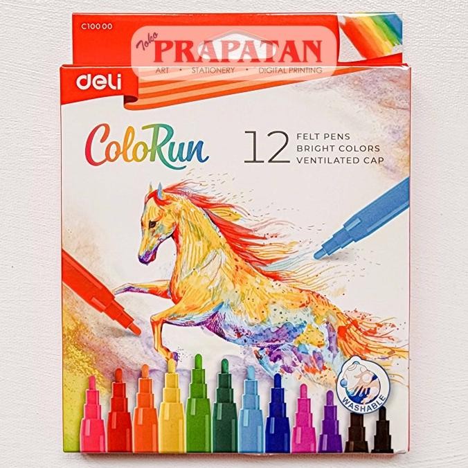 BARU DELI FELT PEN MARKER SET C100 | SPIDOL WARNA