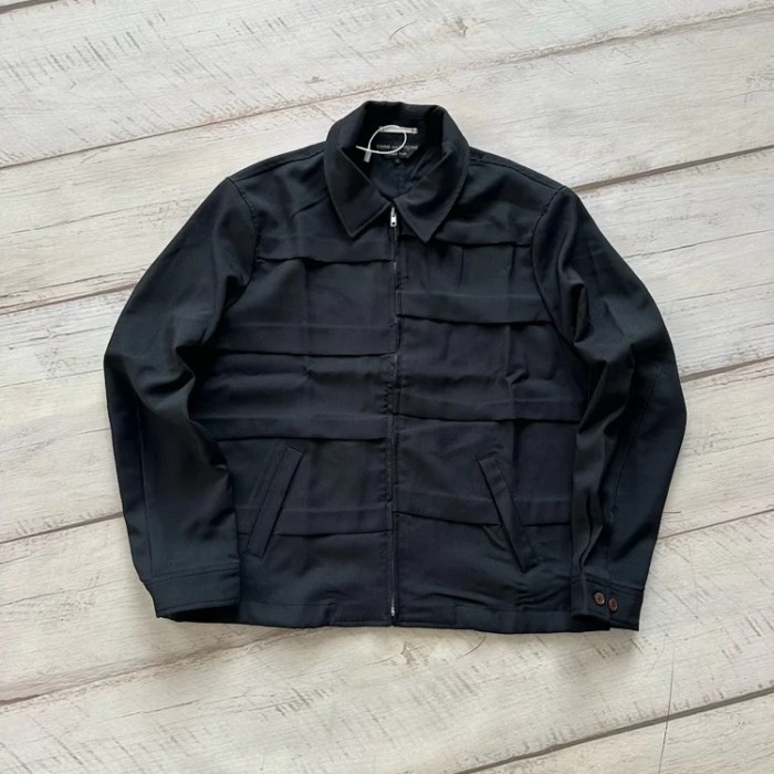 CDGS Homme Plus Garment Treated Layered Zip Jacket Black