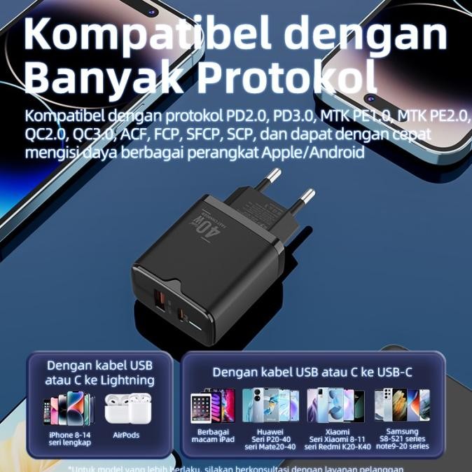 Kivee Kepala Charger Fast Charging 40W Adaptor Oppo Samsung Xiaomi