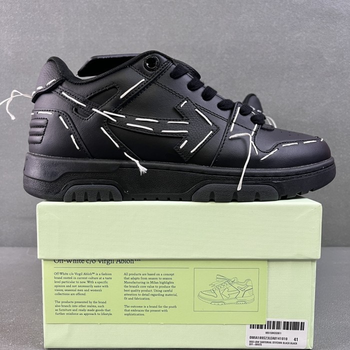 OFF-WHITE Out Of Office Sartorial Stitching Black Low Tops Sneakers