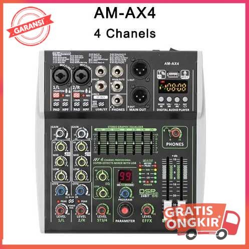 Mixer Audio Digital 4 Channel DSP 99 Effects Bluetooth - AM-AX4