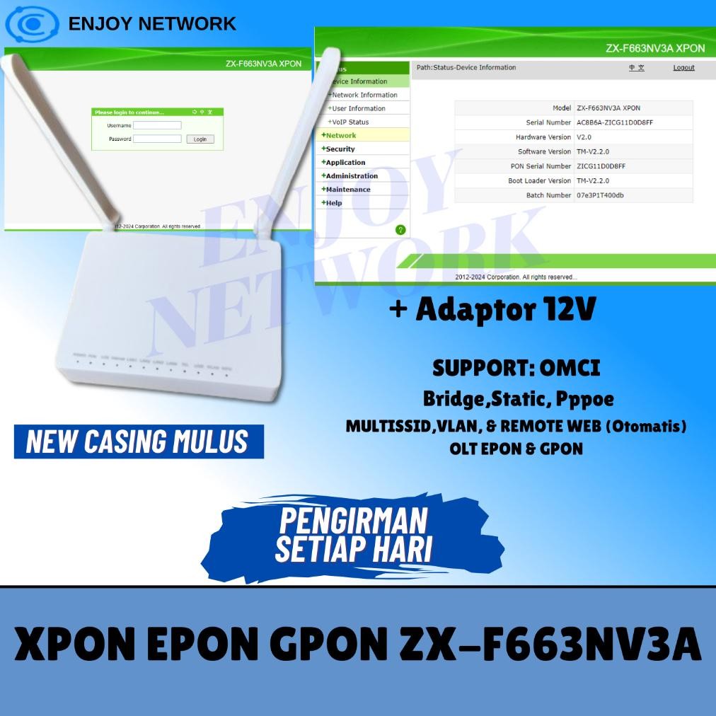 XPON EPON GPON ZX-F663NV3A - Dengan Adaptor