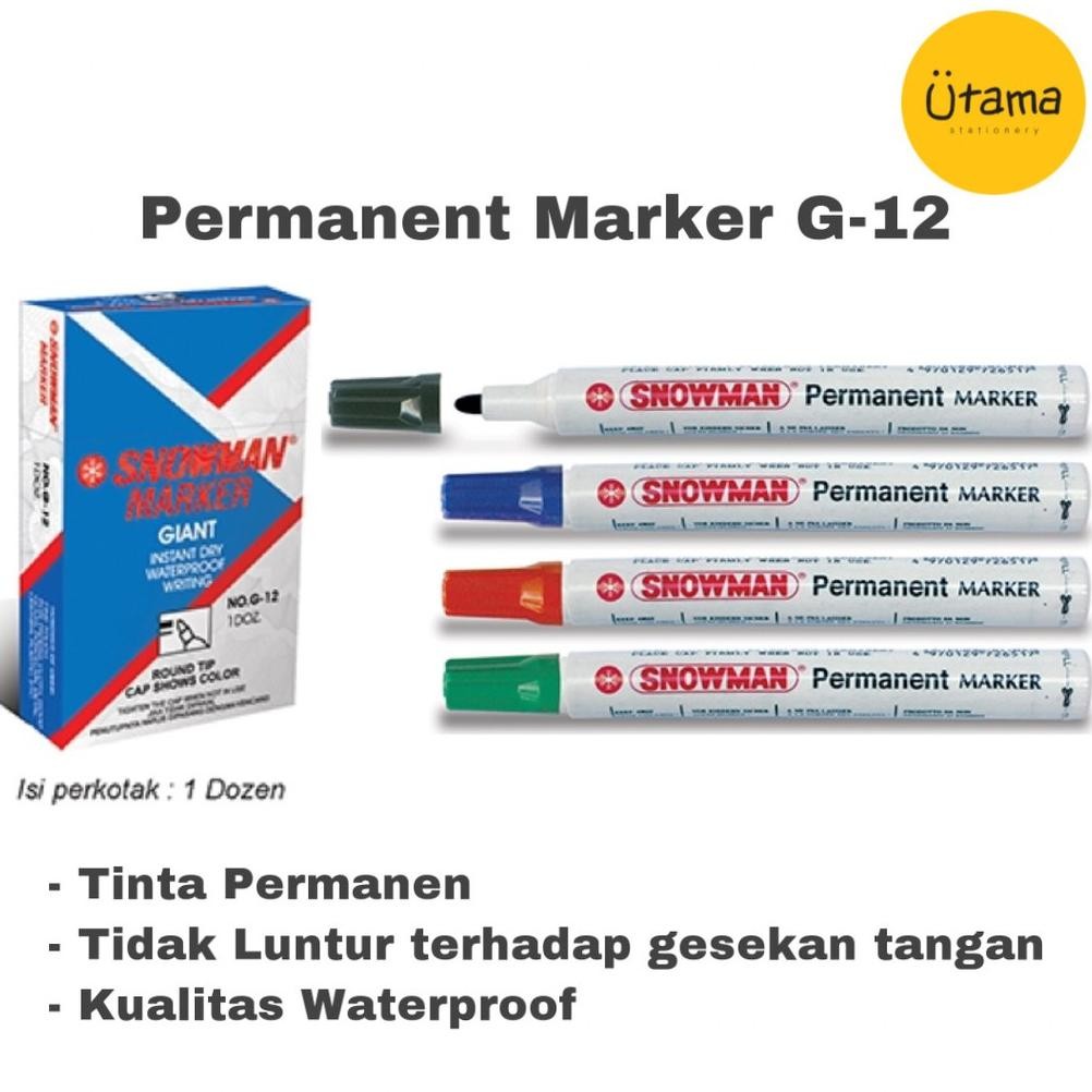 

Terlaris Spidol Snowman Permanen G-12 Hitam/Permanent Marker G12 Black (Grosir 6Pcs @6.250)
