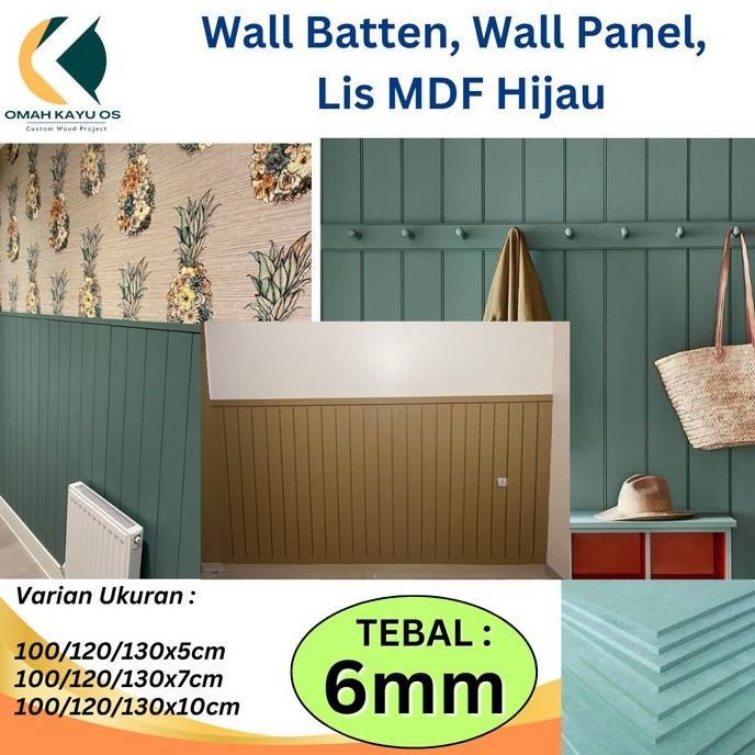 WALLBATEN MDF HIJAU 6MM WALLPANEL MDF PAPAN MDF DEKORASI DINDING