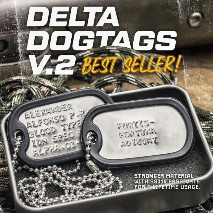 

READY STOCK DELTA DOGTAGS V2 MILITARY STANDARD DOGTAG DOG TAG DOG TAGS !!!!!