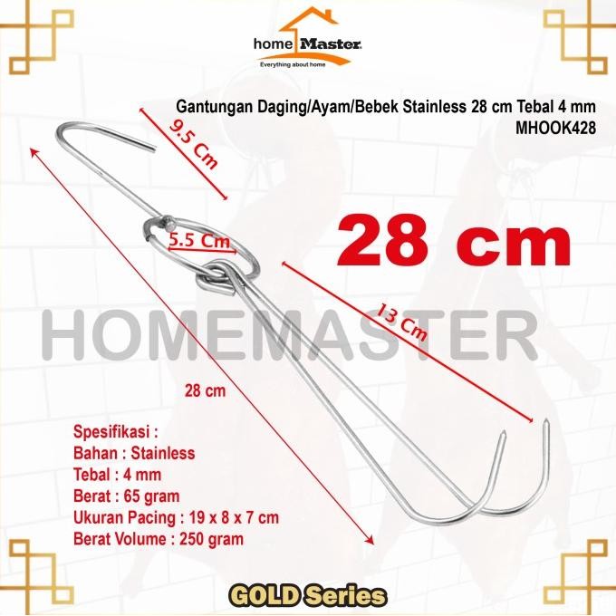 GANTUNGAN DAGING/AYAM/BEBEK PANGGANG/PEKING DUCK ST TEBAL 4 MM MHOOK4 ALAT PAN PANGGANG PEMANGGANG B