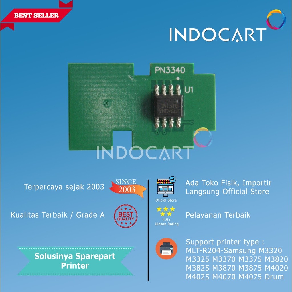 IndoCart Chip MLT-R204-Samsung M3320 M3325 M3370 M3375 M3820 M3825 Drum-30K