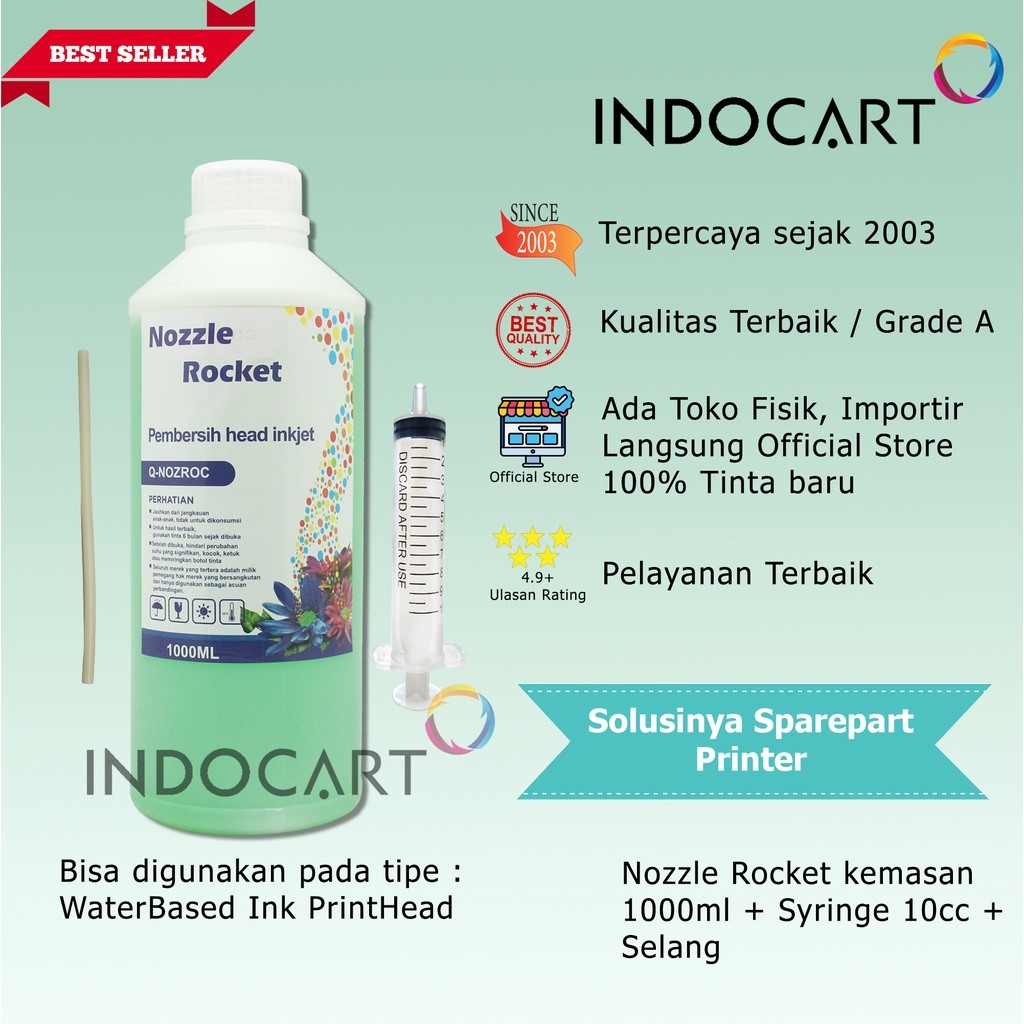 IndoCart Nozzle Rocket Cleaner-Pembersih Head Inkjet Printer HP Canon Epson-1L