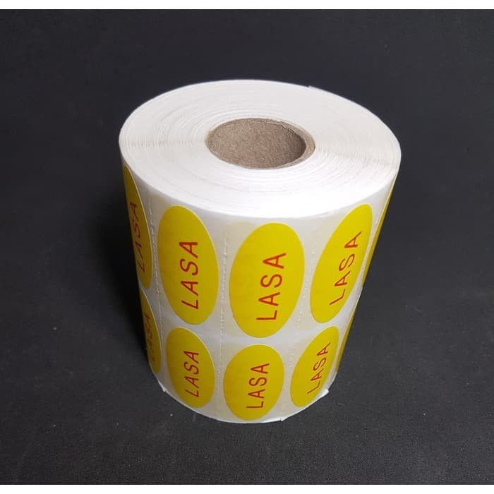 

BEBAS ONGKIR - STIKER LASA KUNING OVAL 40X20mm isi 3000 pcs in ROLL