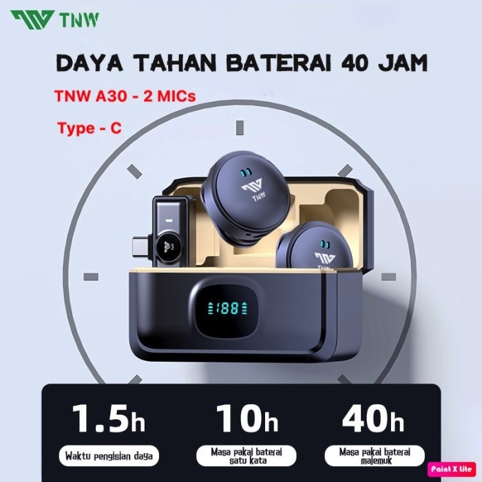 TNW A30 Wireless Clip on Mic Microphone Dual Mikrofon Wireless Mikrofon hp Lavalier Microphone