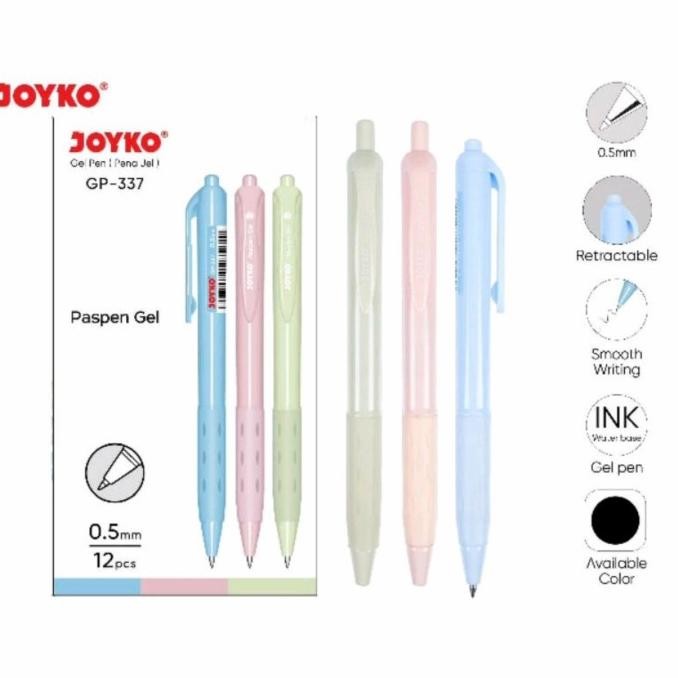 

New Arrival ! Pulpen Joyko Paspen Gel Pen GP 337 0.5mm (1 lusin)
