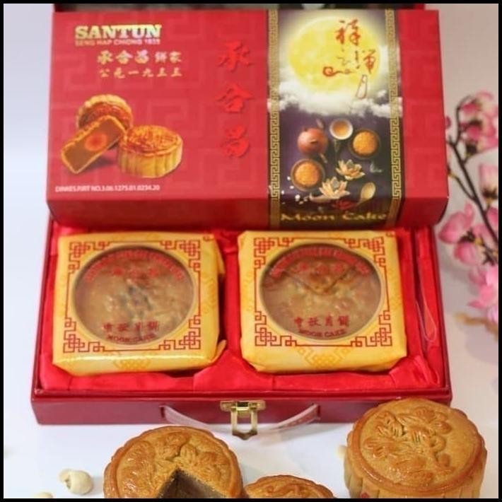 

Kue Bulan Santun/Senghapchiong Durian Kac Hijau Telur 2-Mooncake Isi 2