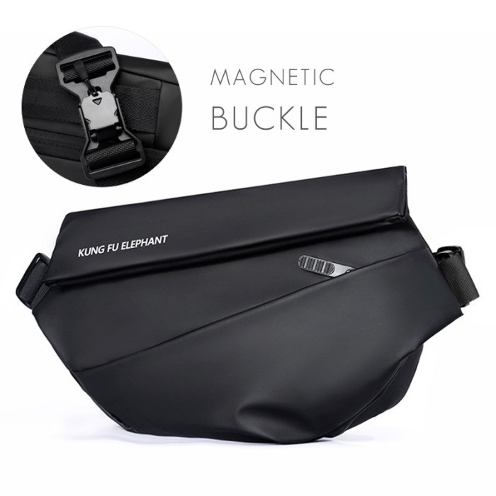 terbaru WEIXIER KE2021 Tas Selempang Pria Anti Air Kungfu Elephant - Black Magnetic TH122