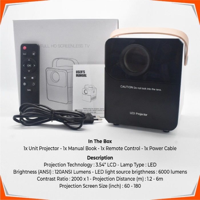 Proyektor Mini Bluetooth New 100 % Original