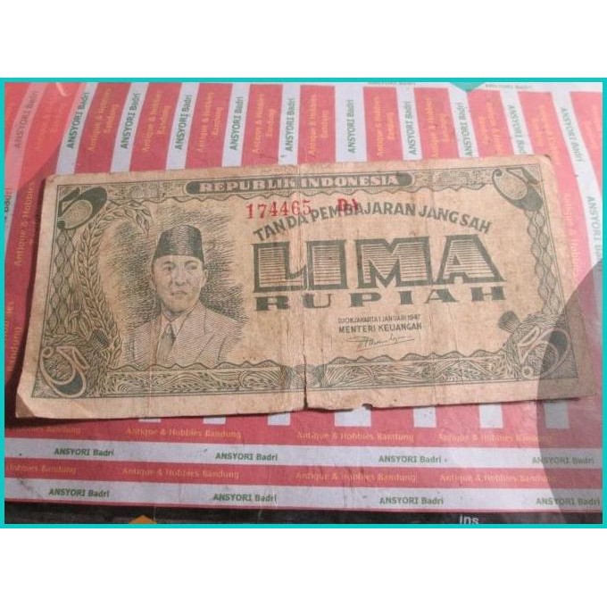 uang rp 5 soekarno ori 2djogjakarta 1 januari 1947 iklan L847 11OKTZ4